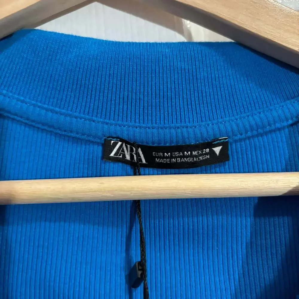 Zara Crop Blue Long sleeve NEW WITH TAGS - size small - Picture 2 of 3